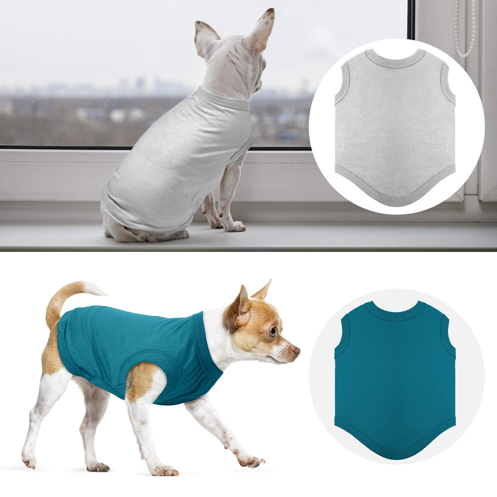 Syhood 8 Pcs Dog Shirts Pet Puppy Blank Clothes Soft Dog T-Shirt Breathable Plain Spring Summer Male Female Pet Shirts Cotton Pu